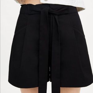 Zara Black High Waisted Paperbag Shorts